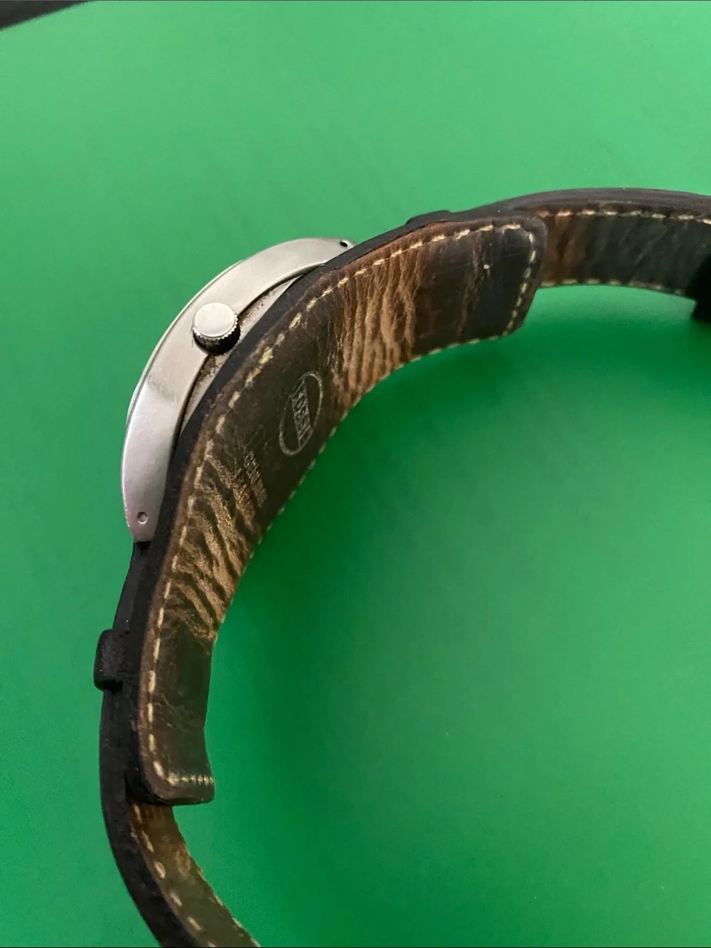 Fossil Blue Dial Watch with Brown Leather Strap